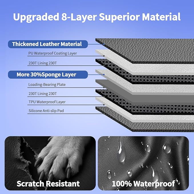 Back Seat Cover for Dogs,Upgraded PU Leather Dog Car Cover for Back Seat with Hard Bottom Holds 400lbs,Waterproof Seat Protector Dog Hammock for Car, Universal Fits SUV Small Truck