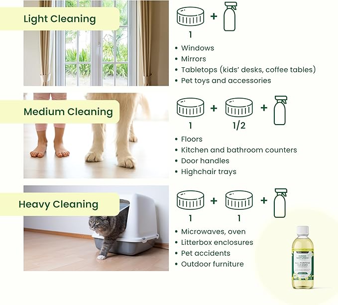 Good Natured Brand All-Purpose Cleaner Concentrate | Multi-Surface Cleaner | Natural Lemon Essential Oil | Multipurpose Cleaner Concentrate All Surfaces | Lemon Love | 8oz makes 128oz