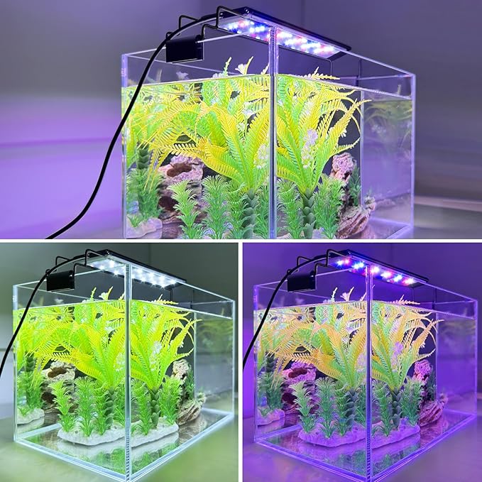 FEDOUR USB Mini Aquarium LED Light, Full Spectrum Aquarium Light with Extendable Brackets, Adjustable Aquarium Plant Light with External Controller, for Freshwater Tank (8-13in)
