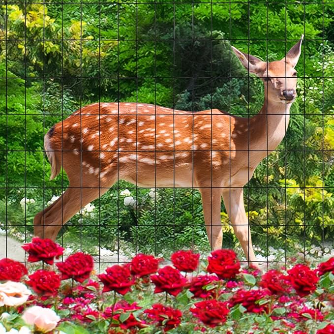 Black PVC Coated Welded Wire Fence 36 Inch x 50 Foot, 2 Inch x 4 Inch 15GA, Garden Border Fencing Roll Vinyl Coating Metal Wire Mesh Hardware Cloth for Yard Vegetable Plant Protection