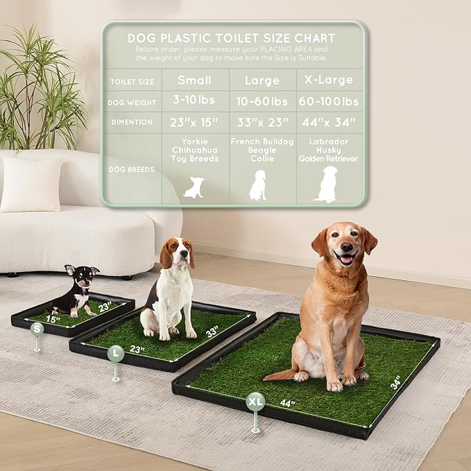 Dog Grass Pad with Foldable Dog Litter Box,Extra Large Liner Base for Balcony，Ultra-Absorbent Artificial Grass Pads for Dogs Pee Pad Holder, Potty Training, 2 PCS Reusable Pee Pad