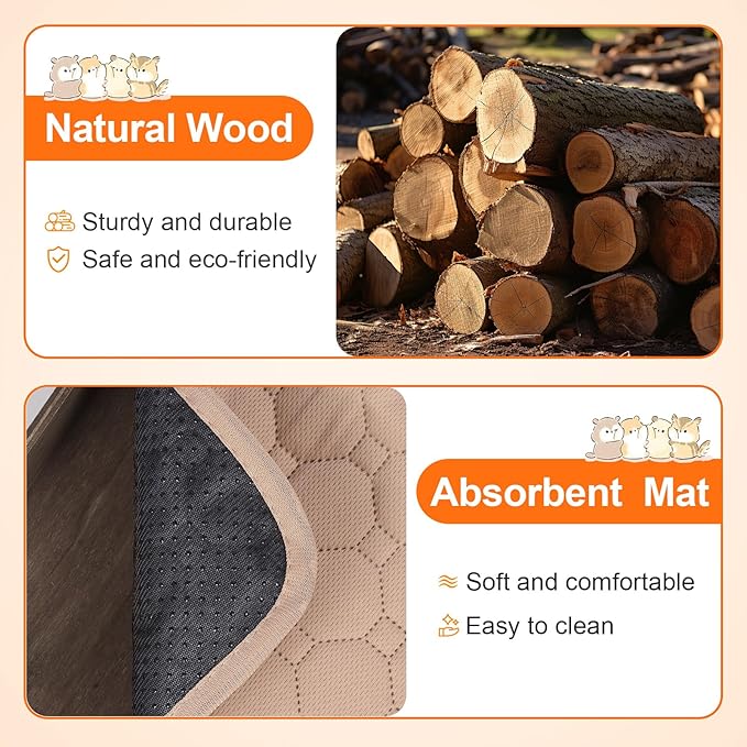 Guinea Pig Hideout, Upgraded Guinea Pig Castle House, Wooden Rabbit Hideout, Guinea Pigs Hideouts and Houses, Large Bunny House, Small Animal Chinchilla House Habitats with Stairs