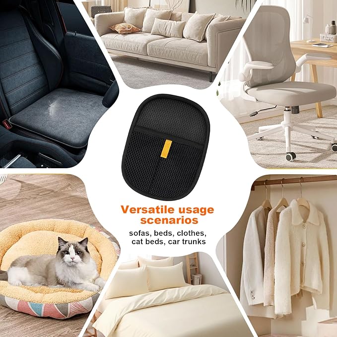 2 Pcs Pet Hair Removal Gloves，Electrostatic Pet Hair Remover,Reusable Cat & Dog Hair Remover for Couch, Furniture, Bed (Black)