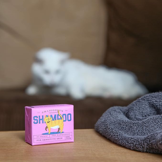 JR Liggett’s Natural Cat Shampoo Bar for Sensitive Skin - 100% Detergent Free, Non-GMO & Biodegradable - Tear-Free, Hypoallergenic Formula Soothes Dry Itchy Skin - Safe for Puppies - 3.5 oz Bar