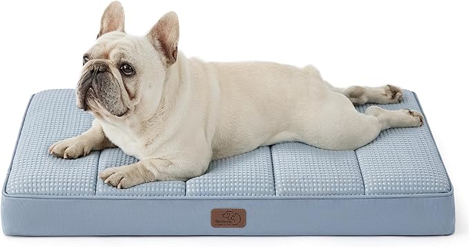 Bedsure Cooling Dog Bed for Small Dogs - Orthopedic Flat Puppy Beds with Removable Washable Cover, Egg Crate Foam Pet Mat, Suitable for Pet Up to 20 lbs