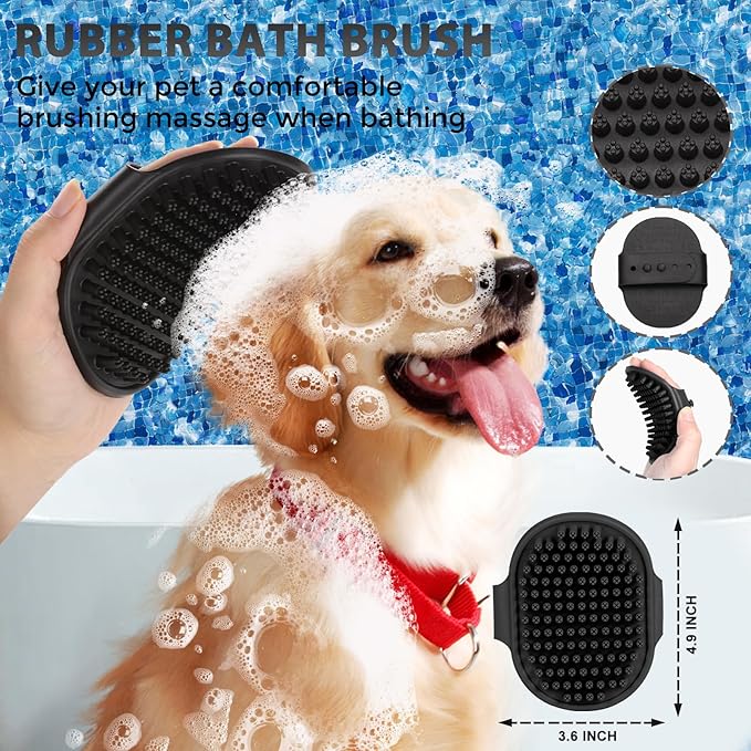Dog Brush Kit - Self-Cleaning Slicker Brush with Bath Brush & Undercoat Rake | Deshedding Tools for Large - Small Dogs & Cats, Professional 3-in-1 Pet Grooming Set for Heavy Shedding, Green