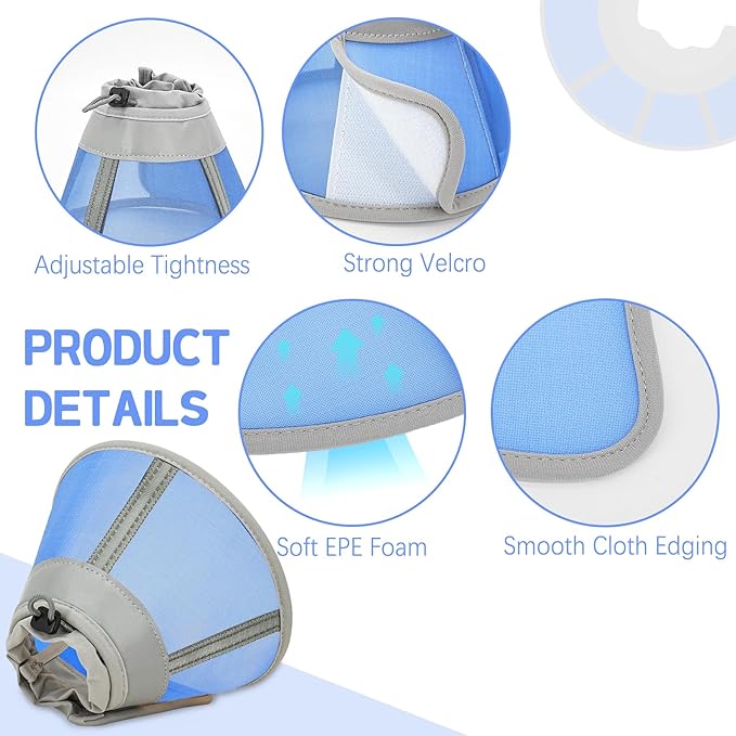 Cat Cone Collar Soft, Cat Recovery Collar for Large Medium Small Kittens, Kitty Cone Alternative After Surgery