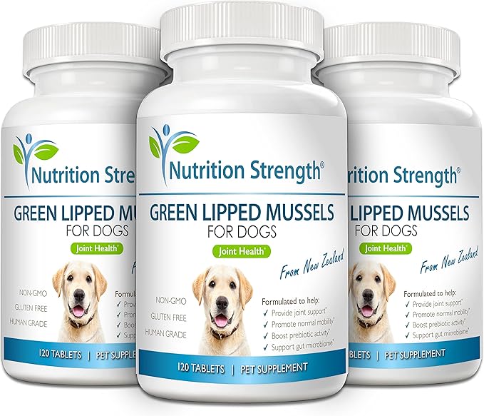 Green Lipped Mussels for Dogs for Joint Support & Inflammatory Relief, Promote Normal Mobility & Flexibility, Boost Prebiotic Activity, Support Gut Microbiome, 120 Chewable Tablets