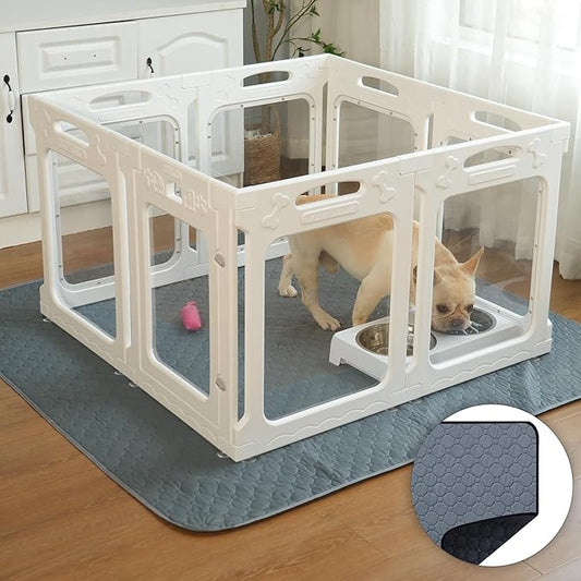Clear Dog Playpen Indoor, Effectively Relieves Pet Anxiety, Suitable for Most Dogs, White