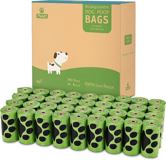 Dog Poop Bags Rolls 540 Count, Unscented Refill Rolls, 9" X 13" Doggie Poop Bags, Dog Waste Bags BY PobbY