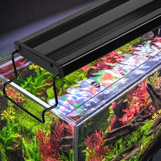 AQQA Aquarium Light,Full Spectrum Fish Tank Light for Plants,3 Mode+Timer+Adjustable Brightness,High Brightness LED Beads with Extendable Brackets for Freshwater (36W for 48-55inch)