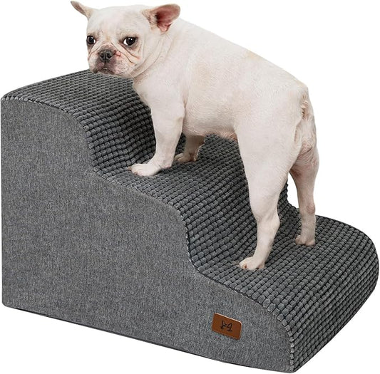 Dog Step for Bed, Dog Stair 3-Step 35D Pet Stair 15.7" H for High Bed or Sofa Non-Slip Balanced Pet Step Indoor, Grey