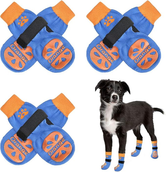 BEAUTYZOO Anti-Slip Dog Socks,Dog Shoes for Hot/Cold Pavement,Paw Protectors with Grips 3 Pairs for Puppy Small Medium Large Senior Old Dogs,Dog Socks to Prevent Licking and Hardwood Floor Protection