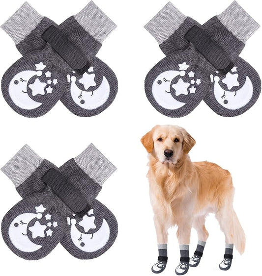 BEAUTYZOO Anti-Slip Dog Socks,Dog Shoes for Hot/Cold Pavement,Paw Protectors with Grips 3 Pairs for Puppy Small Medium Large Senior Old Dogs,Dog Socks to Prevent Licking and Hardwood Floor Protection