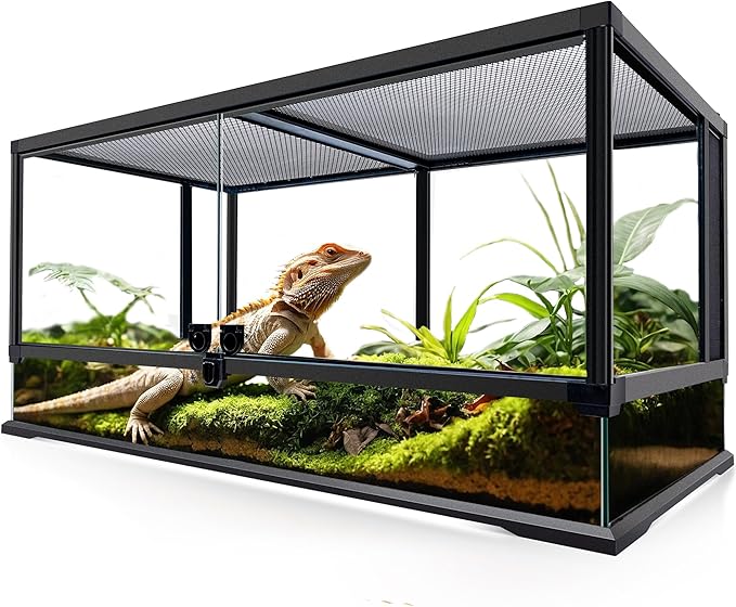 48 Gallon Professional Glass Terrarium 36"x18"x18" Durable Reptile Habitat Tank with Heat Resistant Aluminum Alloy Frame, Dual Front Swinging Doors for no Jam by Sand and Other Debris