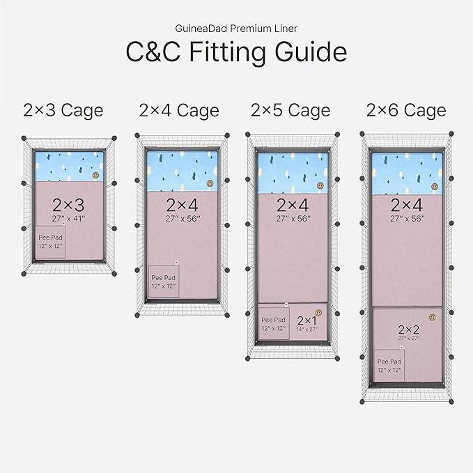 GuineaDad Premium Liner – Fleece Guinea Pig Cage Liner – Ultra-Plush Reusable Fleece Bedding with Waterproof Bottom – Extra Absorbent Liner for 2x3 C&C Cage (Peach Pie)
