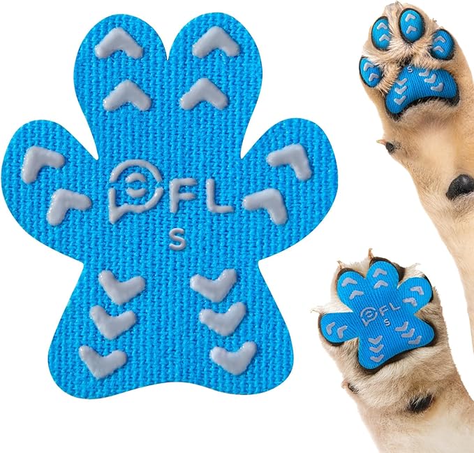 Anti-Slip Dog Paw Protector Pads for Senior Dogs, Dog Paw Blue Stickers with Strong Traction on Hardwood Floor, Dog Essentials,12sets(48pcs) S(4-10lbs)