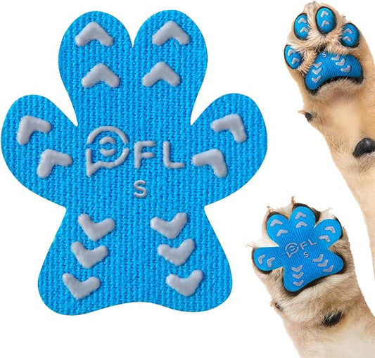 Anti-Slip Dog Paw Protector Pads for Senior Dogs, Dog Paw Blue Stickers with Strong Traction on Hardwood Floor, Dog Essentials,12sets(48pcs) S(4-10lbs)