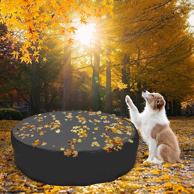 55 inch Foldable Dog Pet Bath Pool Cover, Portable Round Collapsible Pool Cover with Oxford Cloth Material and Drawstring Design for Dog Pet Pool, Waterproof and Dustproof (Black)