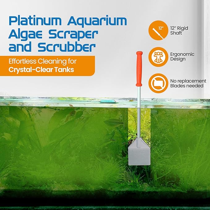 FL!PPER Flipper Platinum Aquarium Algae Scraper | Glass & Acrylic Tank Cleaner with Serrated Blade for Efficient Aquarium Maintenance (12” Nano)