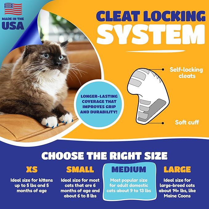 Soft Claws Cat Nail Caps for Medium Cats – (40 Caps, Purple) - Veterinarian-Developed | Protects Furniture & Skin - Easy to Apply, Long-Lasting Anti-Scratch Soft Cat Claw Covers