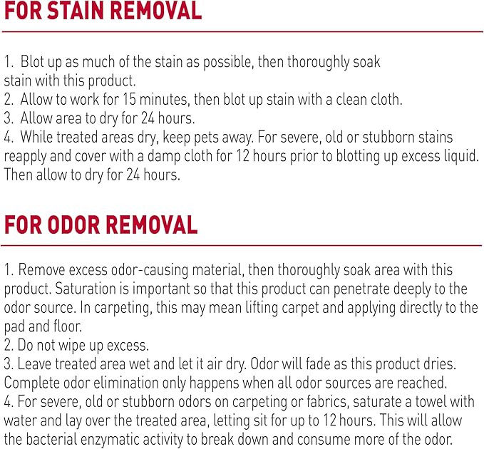 Nature's Miracle Stain and Odor Remover, Spot Stain and Pet Odor Eliminator, Enzymatic Formula, 32 Ounce Spray