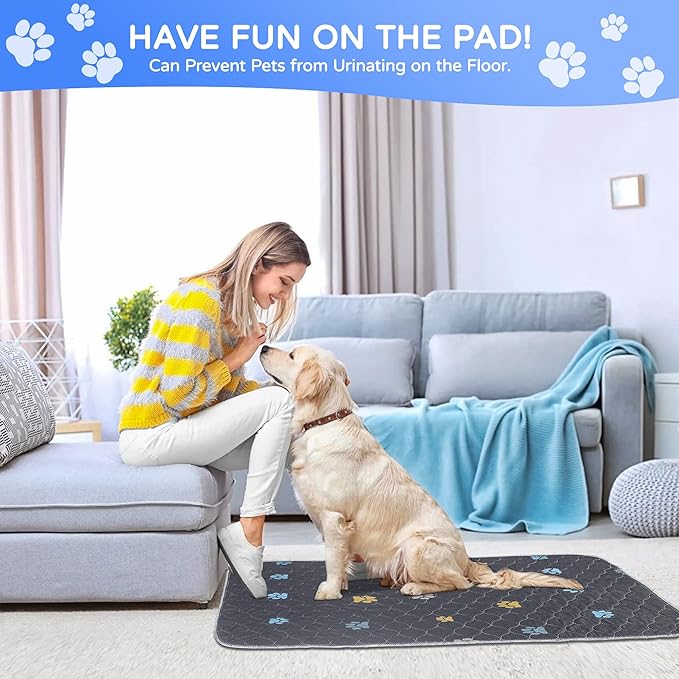 Aitmexcn Washable Puppy Dog Pee Pad, 4PCS 100% Waterproof Whelping Training Mat for Puppy/Senior Dog, Fast Drying Reusable Puppy Pads for Indoor, Outdoor and Car Travel- 32x36''