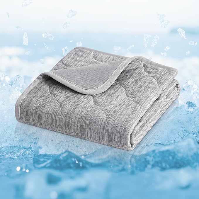 Cozy Bliss Leakproof Cooling Blanket for Medium Dogs – Q-Max>0.4, Durable & Washable Dog Cooling Mat for Hot Weather, Soft Pet Throw & Couch Protector for Dogs & Cats, 30x40 Inch, Heather Silver Grey
