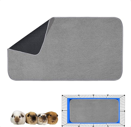 Guinea Pig Cage Liner, 1 Pack - Washable, Reusable, Leakproof Fleece Bedding Pads for Small Animals with Anti-Slip Bottom - for C&C 2X4 Area, Gray
