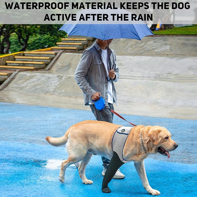 COODEO Dog Socks to Prevent Licking Paws, Healing Boots & Paw Protectors with Non-Slip Bottoms for Wound Protection, Waterproof Sleeve Shoes for Licking（Grey，M_Left