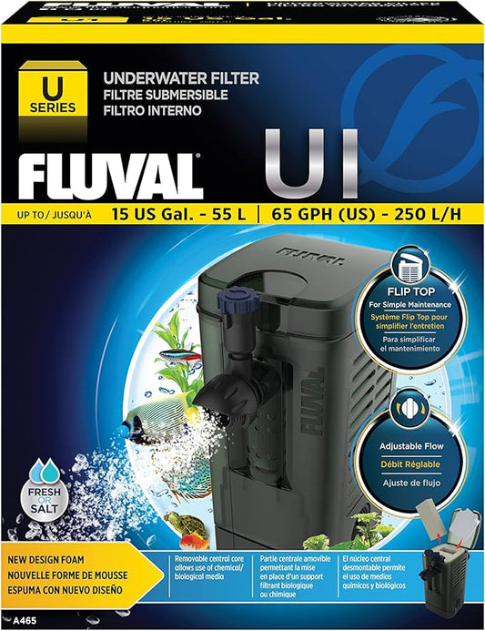 Fluval U1 Underwater Filter, Freshwater and Saltwater Aquarium Filter, A465, Black