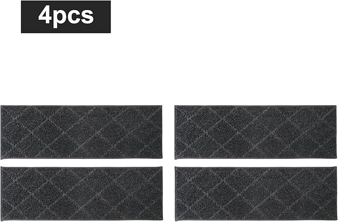 COSY HOMEER Edging Stair Treads Non-Slip Carpet Mat 28inX9in Indoor Stair Runners for Wooden Steps, Edging Stair Rugs for Kids and Dogs, 100% Polyester TPE Backing (4pc, Black)