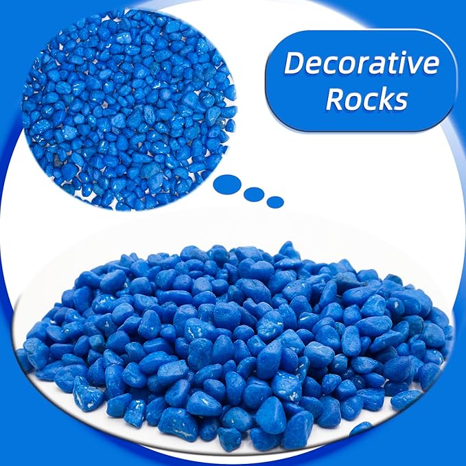 Blue Pebbles for Crafts, 0.9 Pound Natural Polished Aquarium Gravel, Decorative Pebbles for Indoor Plants, Turtle Tank, Vase, Succulents Cactus, Garden Landscaping