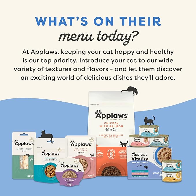 Applaws Vitality Wet Cat Food in Broth, Natural Canned Cat Food, Wet Food for Cats with Added Vitamins and Minerals, Grain Free, Carrageenan Free, Variety Selection in Broth (12 Count, 5.5 oz Cans)