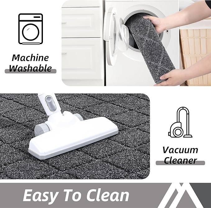 COSY HOMEER Edging Stair Treads Non-Slip Corner Indoor Stair Runners for Wooden Steps,Landing Slip Resistant Stair Rugs Mat for Kids and Dogs,100% Polyester TPE Backing,Black,30x30 inch