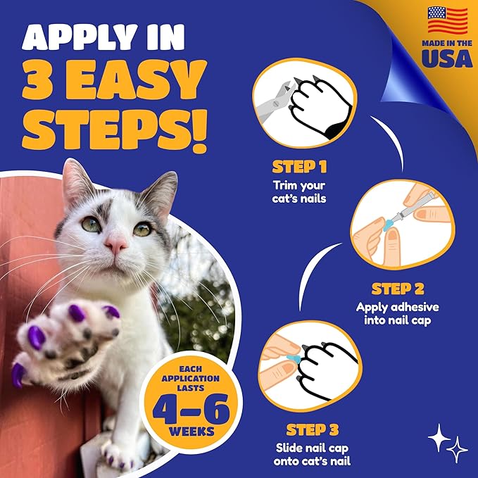Soft Claws Cat Nail Caps for Medium Cats – (40 Caps, Red & Gold) - Made in USA - Veterinarian-Developed | Protects Furniture & Skin - Easy to Apply, Long-Lasting Anti-Scratch Soft Cat Claw Covers