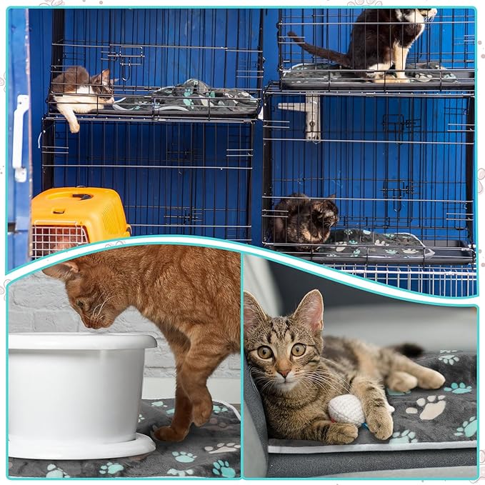 4 Pcs Waterproof Guinea Pig Blankets Washable Small Animal Fleece Bedding Absorbent Guinea Pig Cage Liners Reusable Pet Pee Pad Sleep Mat Pad Cover for Hamster Ferret (Cute Paw,24 x 16 Inch)