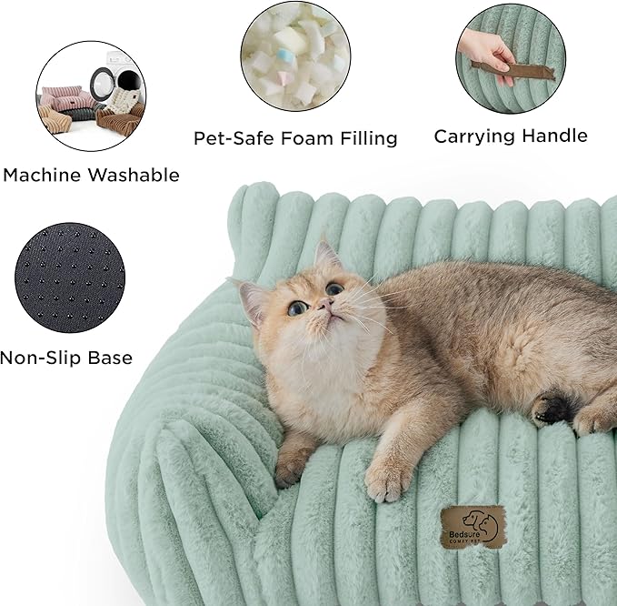Bedsure Cute Dog Couch for Pets - Fluffy Dog Sofa with Premium Soft Corduroy Fleece, Pet Couch Bed with Washable Cover, Supportive Pet Sofa Bed for Medium Large Dogs, 36inch, Garden Green