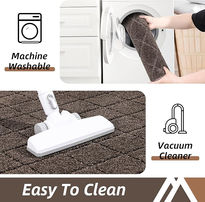 COSY HOMEER Edging Stair Treads Non-Slip Corner Indoor Stair Runners for Wooden Steps,Landing Slip Resistant Stair Rugs Mat for Kids and Dogs,100% Polyester TPE Backing,Brown,30x30 inch