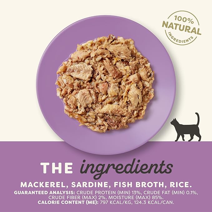 Applaws Natural Wet Cat Food in Broth, Limited Ingredient Canned Wet Cat Food, No Additives, Made with Natural Ingredients, Mackerel & Sardine in Broth (24 x 5.5oz Cans)