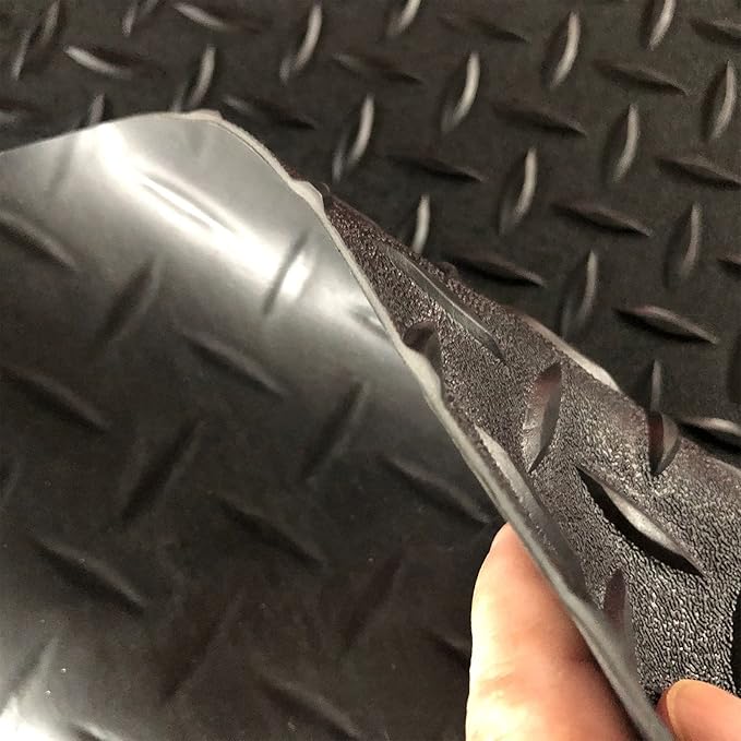 Boshen 7.5Ft x 17Ft Rubber Flooring Mats 2.9mm Thickened Diamond Plate Flooring Roll 127.5sqft Garage Floor Mats Non-Slip Floor Protector Mat for Garage Warehouse Gym Basement-Black