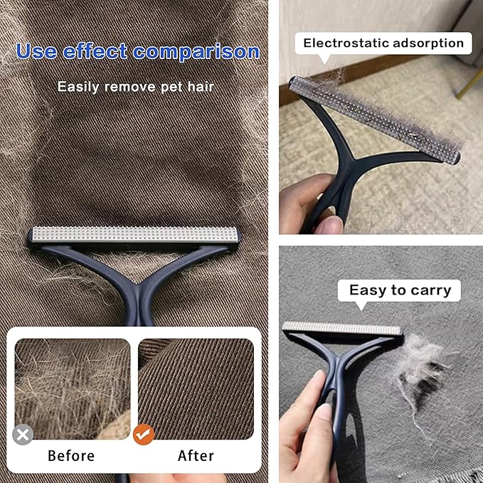 3-Pack Pet Hair Removal Tool,Dog Cat Hair Remover,Lint Shaver Cleaner Pro,Fur Removal Tool,Portable Carpet Scraper,Carpet Rake,Pet Hair Brush for Carpet,Clothes,Car Mats,Couch,Pet Bed,Furniture