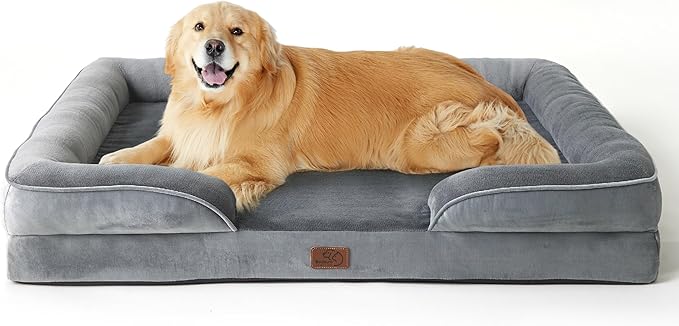 Bedsure XL Plus Orthopedic Dog Bed for Extra Large Dogs - Washable XLarge Dog Cat Bed Waterproof, Comfort Dogs Couch Sofa with Washable Removable Cover, Pet Bed with Nonskid Bottom, Grey, 48"