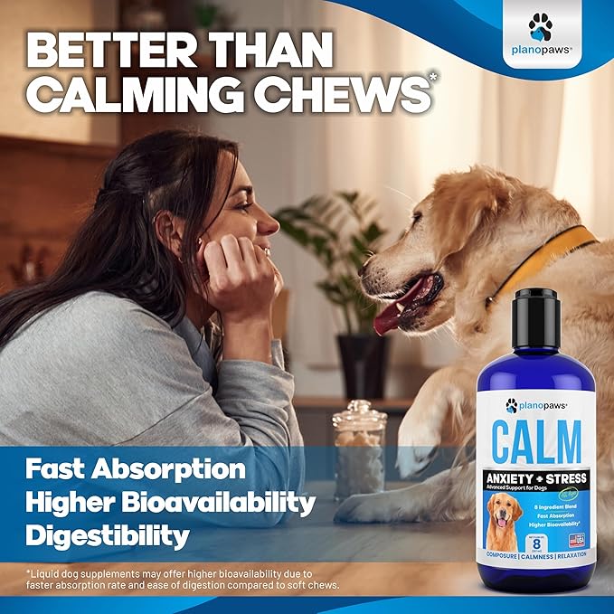 Dog Anxiety Relief - Faster Absorption Than Hemp Calming Chews for Dogs - Dog Calming Chews Alternative - Hemp Oil and Melatonin for Dogs - Liquid Dog Calming Treats for Thunder, Fireworks, Sleep Aid