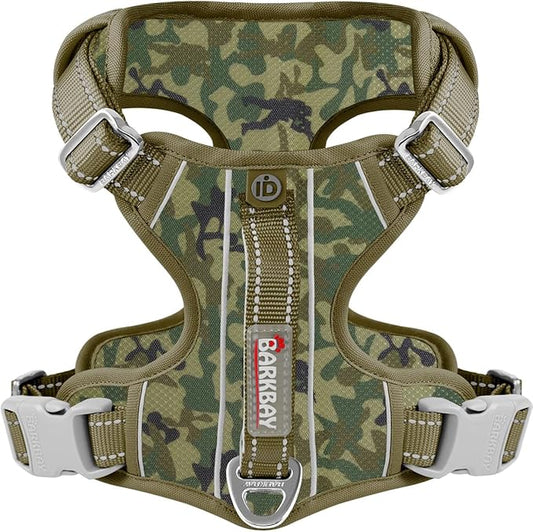BARKBAY Dog Harness No Pull with ID Tag Pocket - Heavy Duty, Reflective, Easy Control for Large Dogs(Camo,XL)