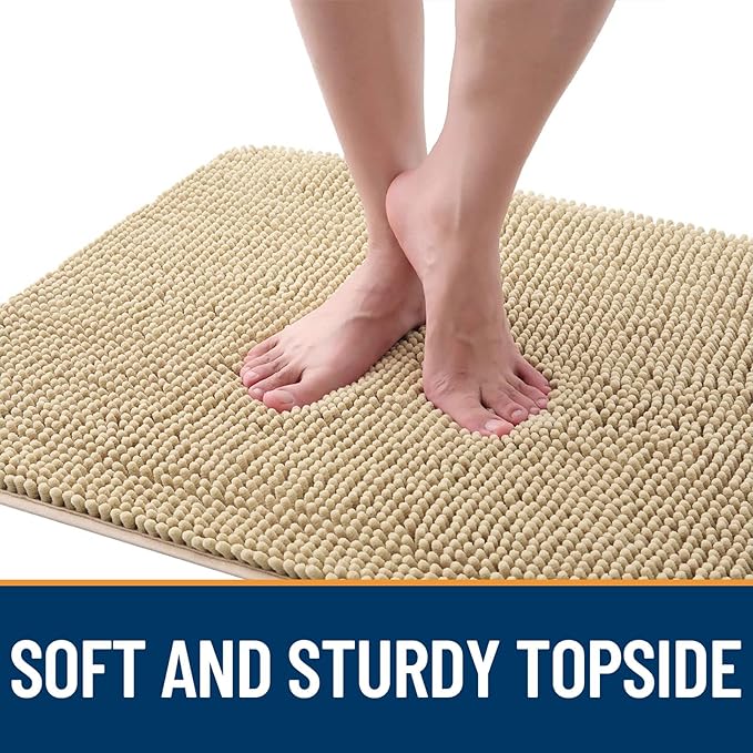 OLANLY Dog Door Mat Set 2-Piece 36x24, Absorbs Moisture and Dirt, Absorbent Non-Slip Washable Doormat, Quick Dry Chenille Mud Mat for Dogs, Entry Indoor Entryway Carpet for Inside Floor, Beige