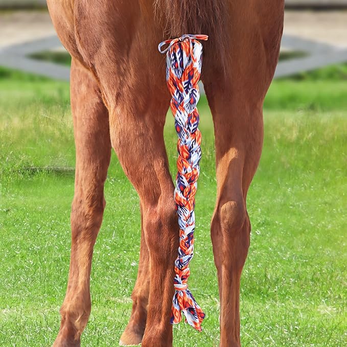 Harrison Howard 3 Tube Stretchy Fabrics Adjustable Closure Lightweight Horse Tail Bag for Horses Braid-in Tail Bag