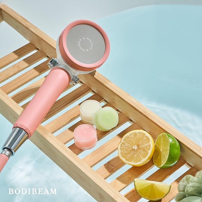 Filtered Handheld Shower Head with Vitamin C & Sediment Filter, High Pressure Water Flow, Water Saving, Reduces Chlorine for Dry Skin & Hair, On/Off Switch, Made in Korea, Spa-Like Shower- Peony Pink