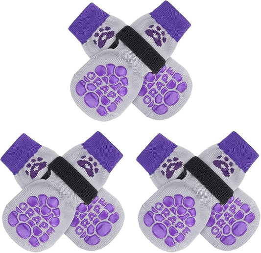 BEAUTYZOO Anti-Slip Dog Socks,Dog Shoes for Hot/Cold Pavement,Paw Protectors with Grips 3 Pairs for Puppy Small Medium Large Senior Old Dogs,Dog Socks to Prevent Licking and Hardwood Floor Protection