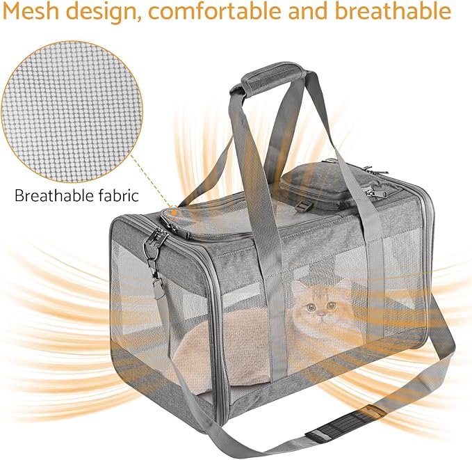 Airline-Approved Pet Carrier Cat Carrier Dog Carrier - Stylish Lightweight, Handheld & Crossbody, Honeycomb Support, Anti-Escape Design for Travel, Walks & Daily Outings
